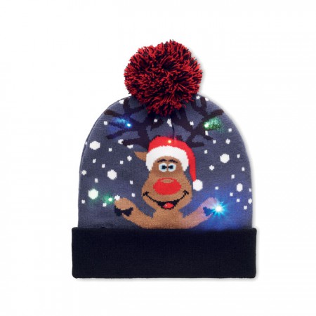 Gorro de punto navideño LED