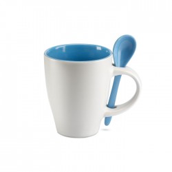 Taza bicolor con cuchara 250 ml